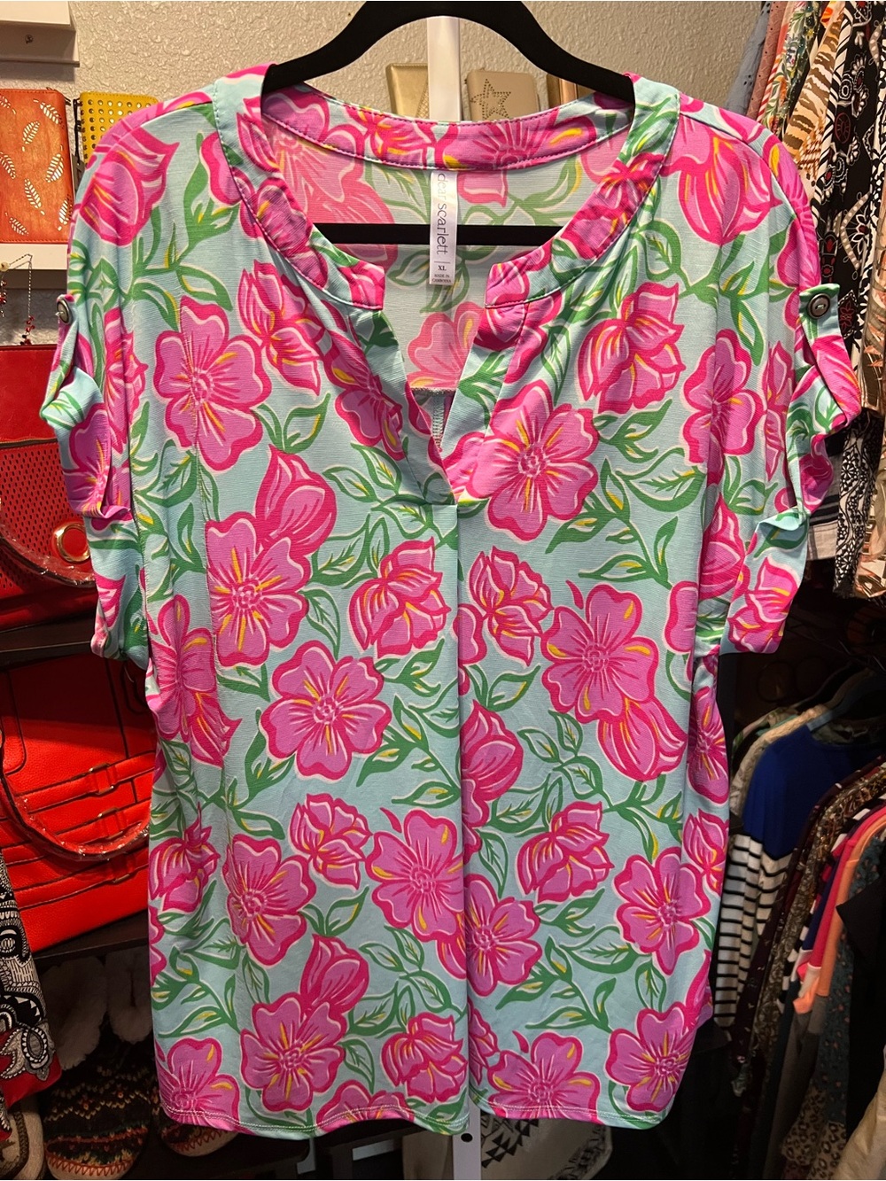 Dear Scarlet Pink and Mint Floral